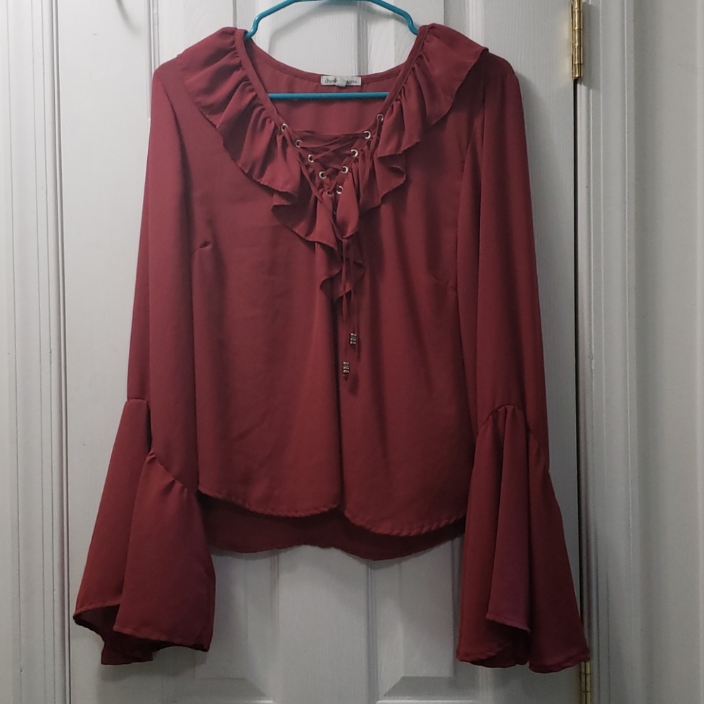 Burgundy Peasant Top